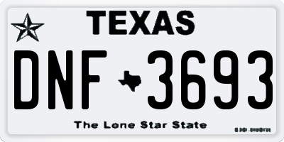 TX license plate DNF3693
