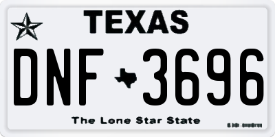 TX license plate DNF3696