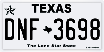 TX license plate DNF3698