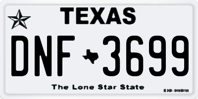TX license plate DNF3699