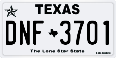 TX license plate DNF3701