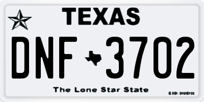 TX license plate DNF3702