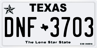 TX license plate DNF3703