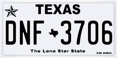TX license plate DNF3706