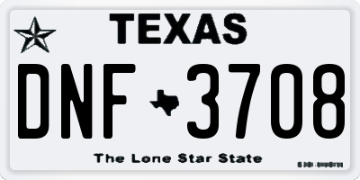 TX license plate DNF3708