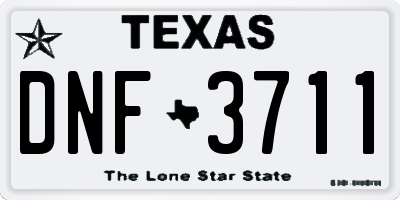TX license plate DNF3711