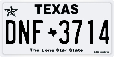 TX license plate DNF3714