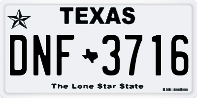 TX license plate DNF3716