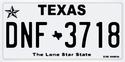 TX license plate DNF3718