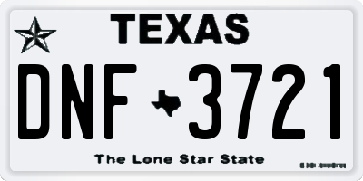 TX license plate DNF3721