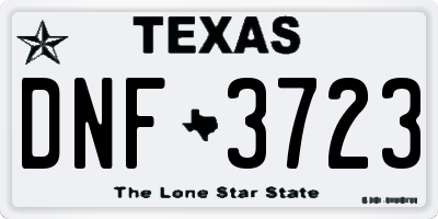 TX license plate DNF3723