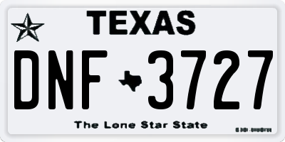 TX license plate DNF3727