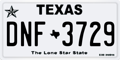 TX license plate DNF3729