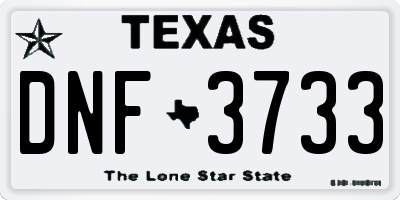 TX license plate DNF3733