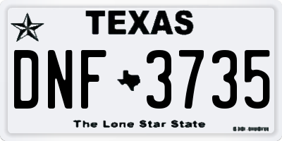 TX license plate DNF3735