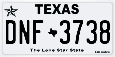 TX license plate DNF3738