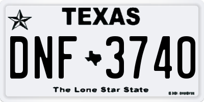 TX license plate DNF3740