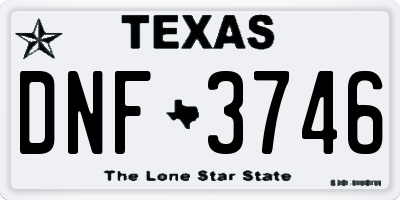 TX license plate DNF3746