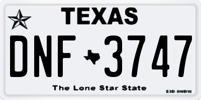 TX license plate DNF3747