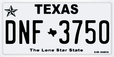 TX license plate DNF3750