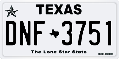 TX license plate DNF3751