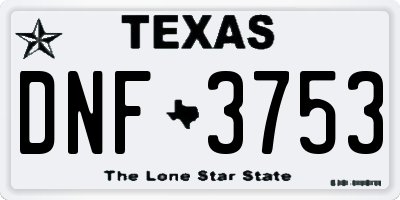 TX license plate DNF3753