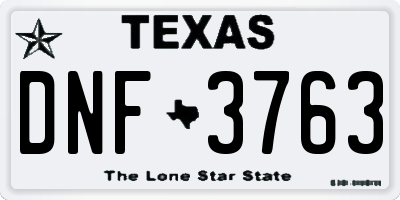 TX license plate DNF3763
