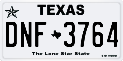 TX license plate DNF3764