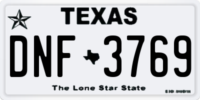 TX license plate DNF3769