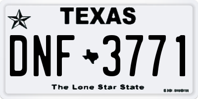 TX license plate DNF3771
