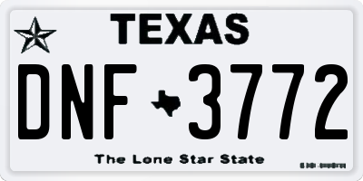 TX license plate DNF3772