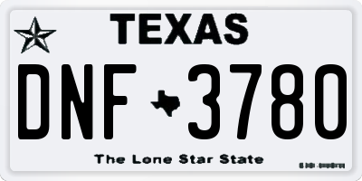 TX license plate DNF3780
