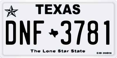 TX license plate DNF3781
