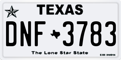 TX license plate DNF3783