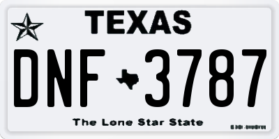 TX license plate DNF3787