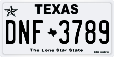 TX license plate DNF3789