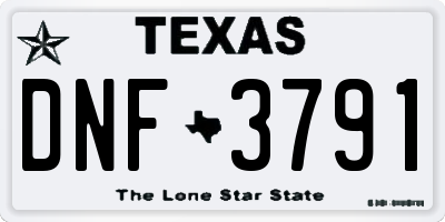 TX license plate DNF3791