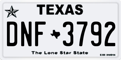 TX license plate DNF3792