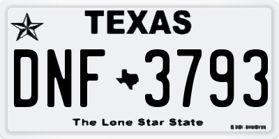 TX license plate DNF3793