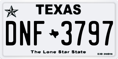 TX license plate DNF3797
