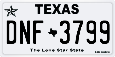 TX license plate DNF3799