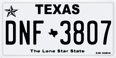 TX license plate DNF3807