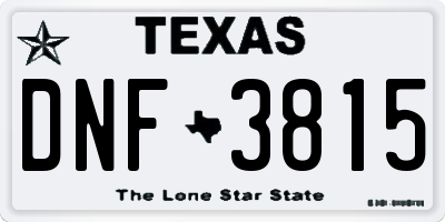 TX license plate DNF3815