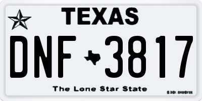 TX license plate DNF3817