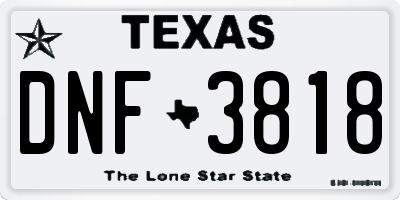 TX license plate DNF3818