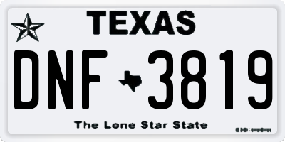 TX license plate DNF3819