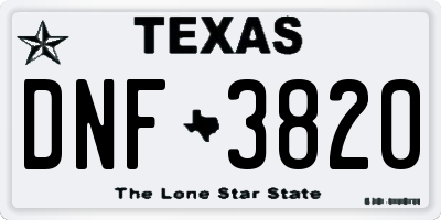 TX license plate DNF3820