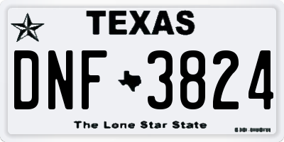 TX license plate DNF3824