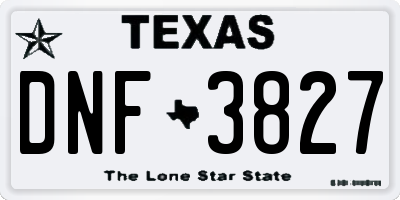 TX license plate DNF3827