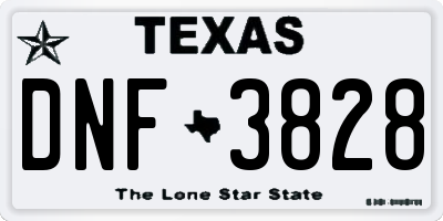 TX license plate DNF3828